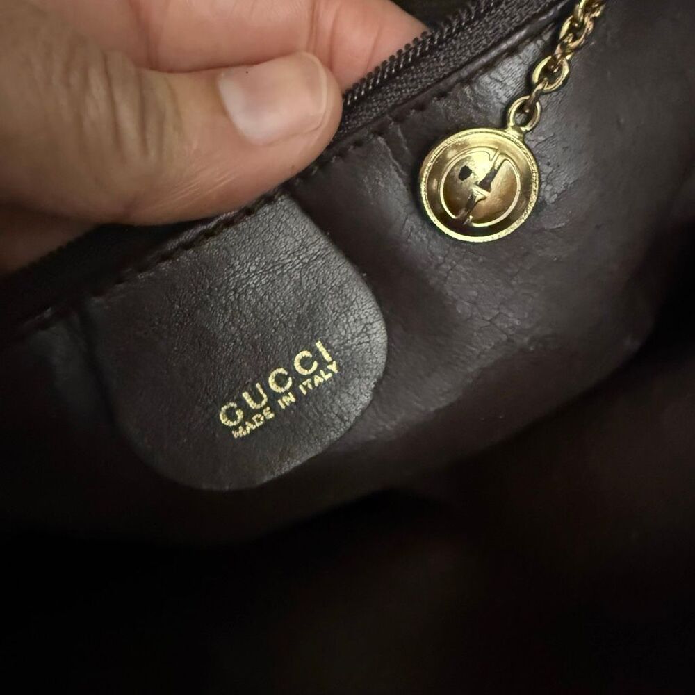 Gucci Women's Authentic Brown Leather Bamboo Double Handle Crossbody Handbag - Picture 7 of 12